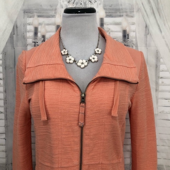 Anthropologie Saturday Sunday Small Quinn Mid Length Jacket Zip Up Orange - Picture 3 of 16